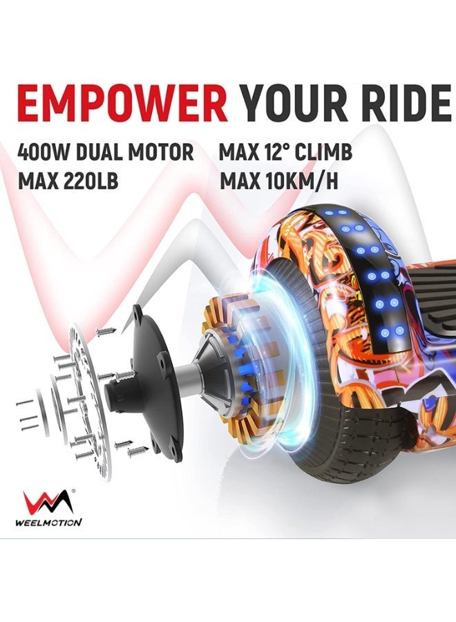 سمارت سكوتر التوازن الذكي، لوح همفي بورد مقاس 6.5 بوصة مع أضواء ممتازة، بطارية سامسونج بلوتوث، مكبر صوت مع حقيبة هدايا سكوتر. - Image 2